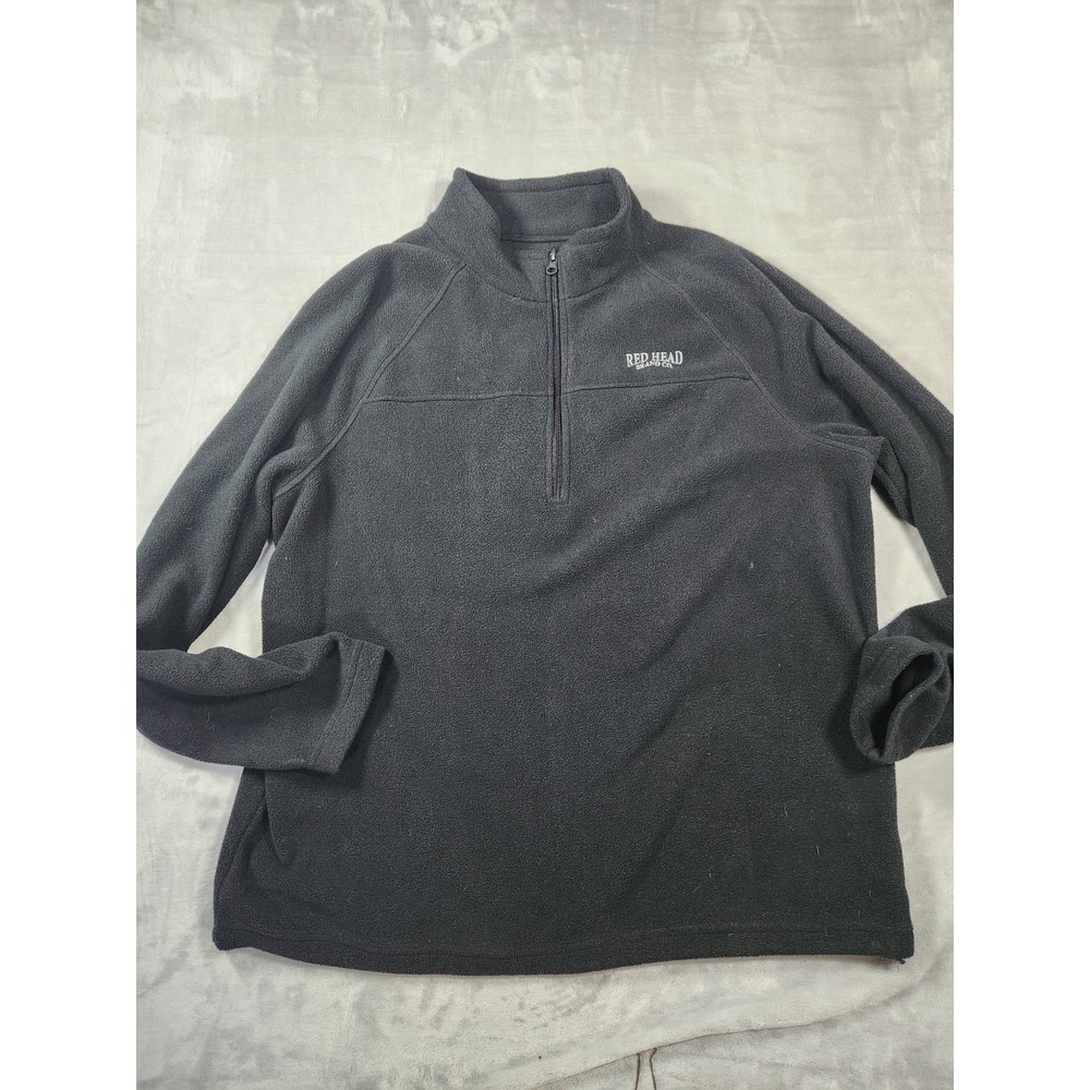 RedHead Jacket Men Large Black Fleece Quarter Zip Casual Lightweight Embroidered